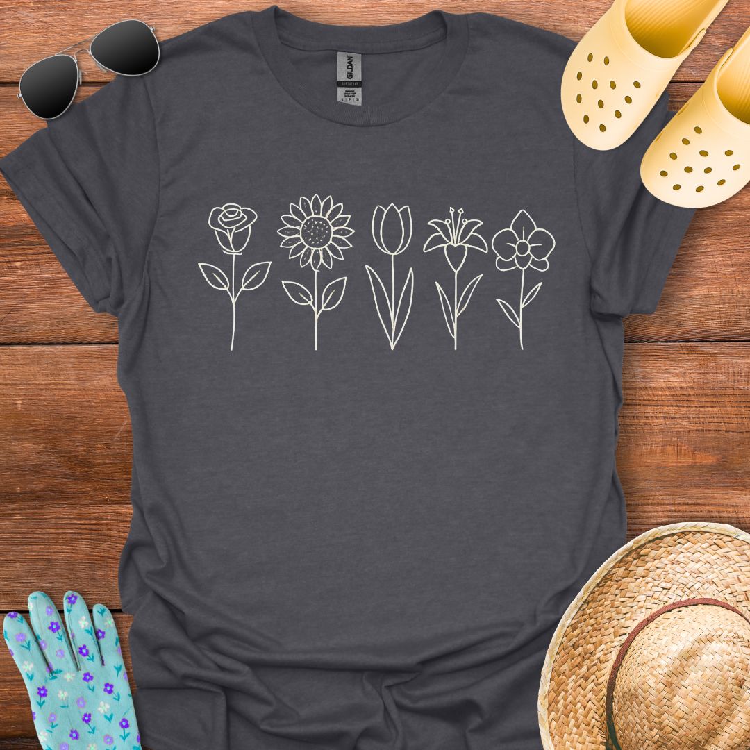 Flower Lineart T - Shirt