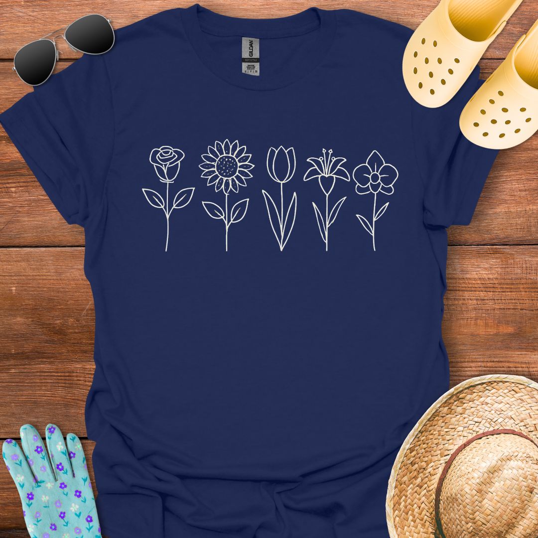 Flower Lineart T - Shirt