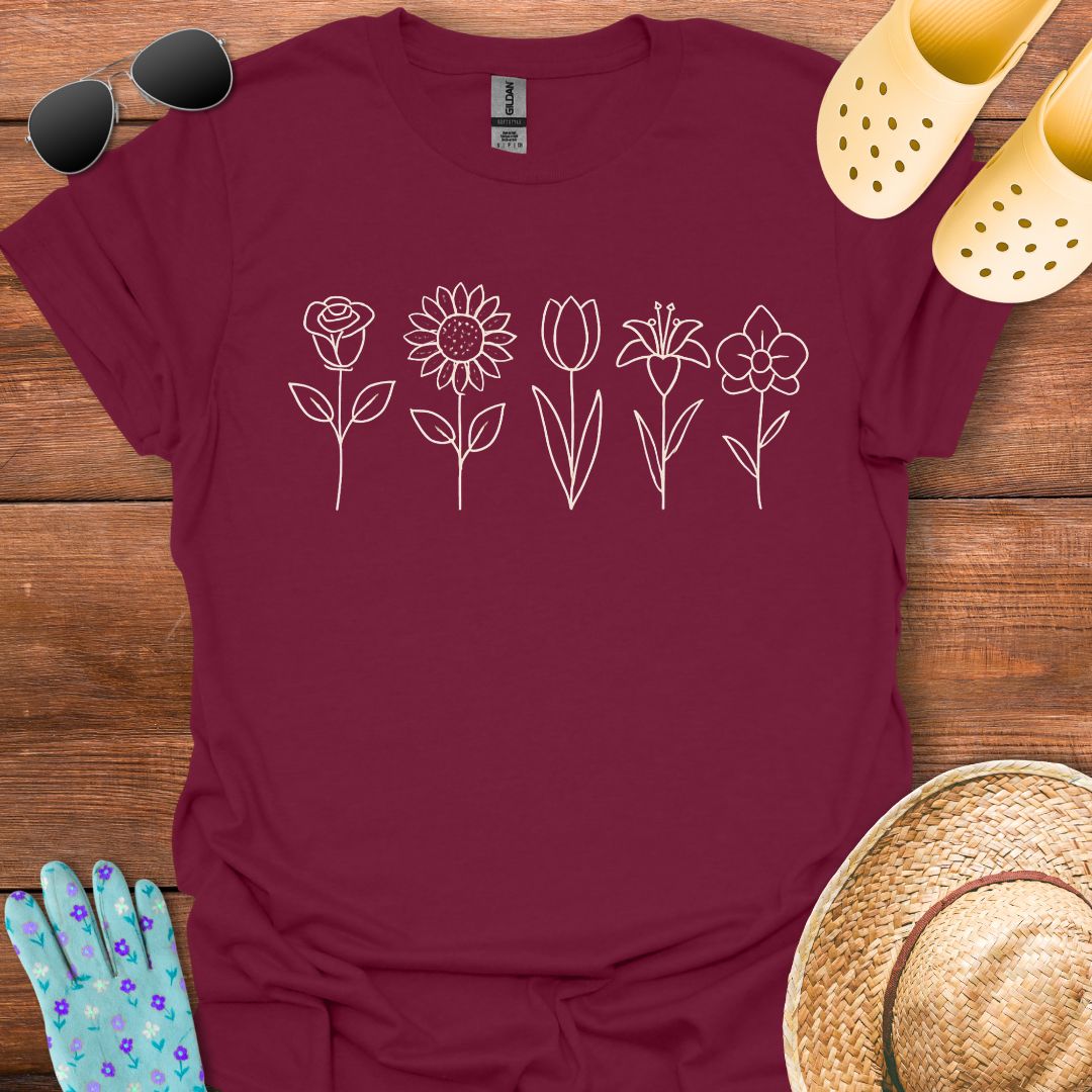 Flower Lineart T - Shirt