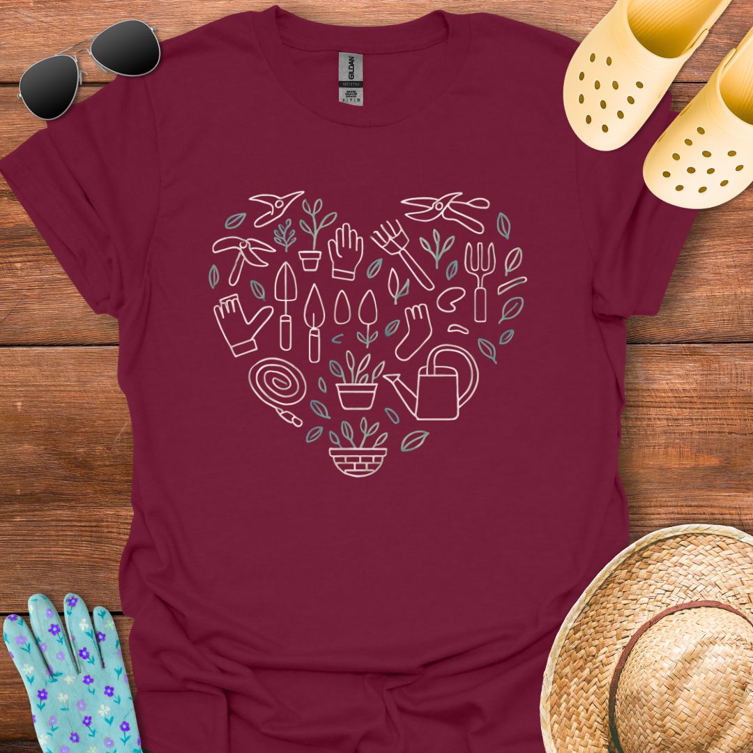 Gardening Love Heart T - Shirt