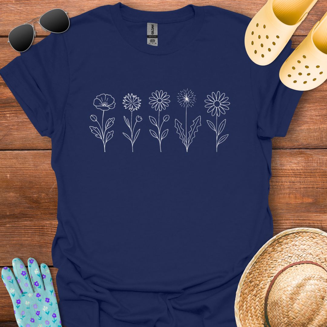 Floral Lineart T - Shirt