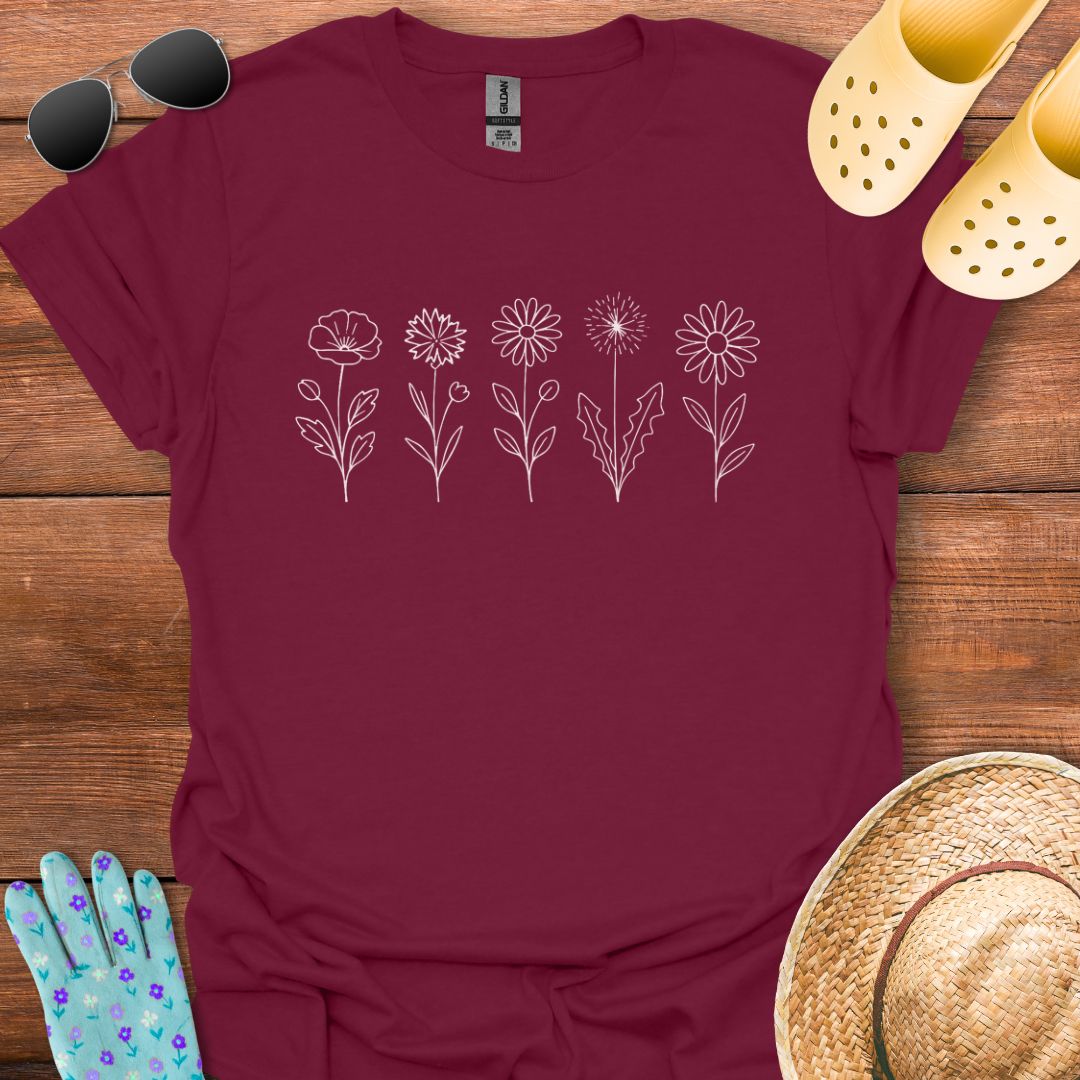 Floral Lineart T - Shirt