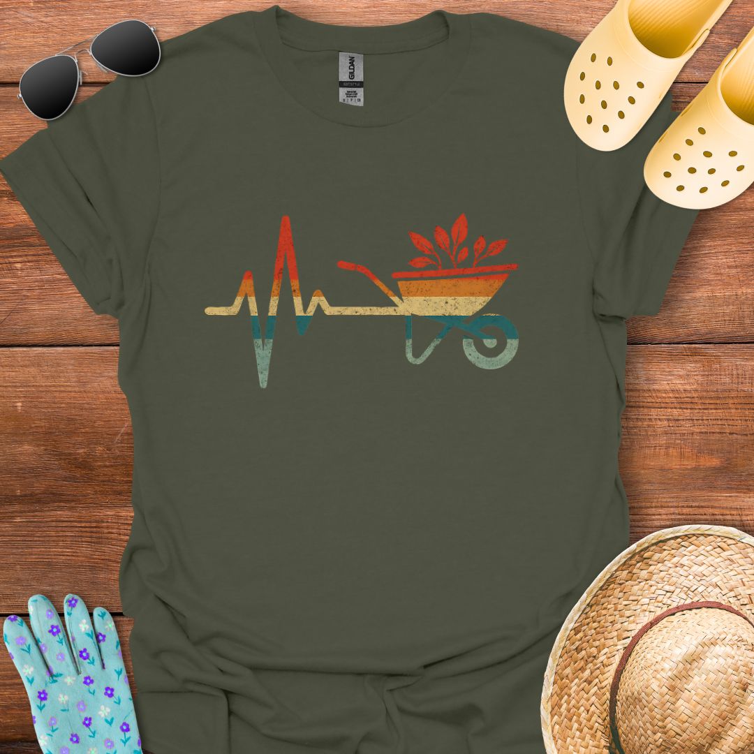 Retro Gardening Heartbeat T - Shirt