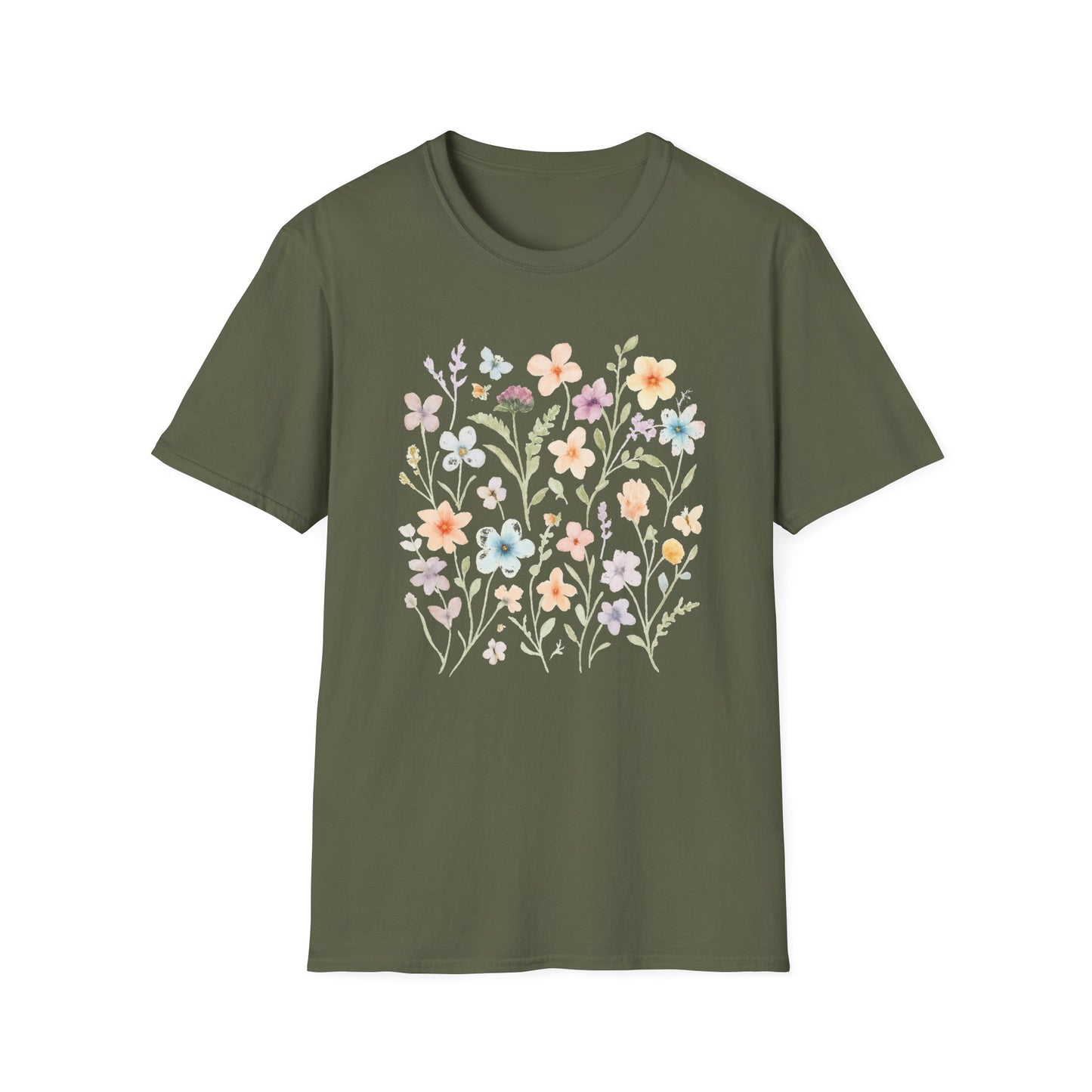Pastel Floral Illustration T-Shirt