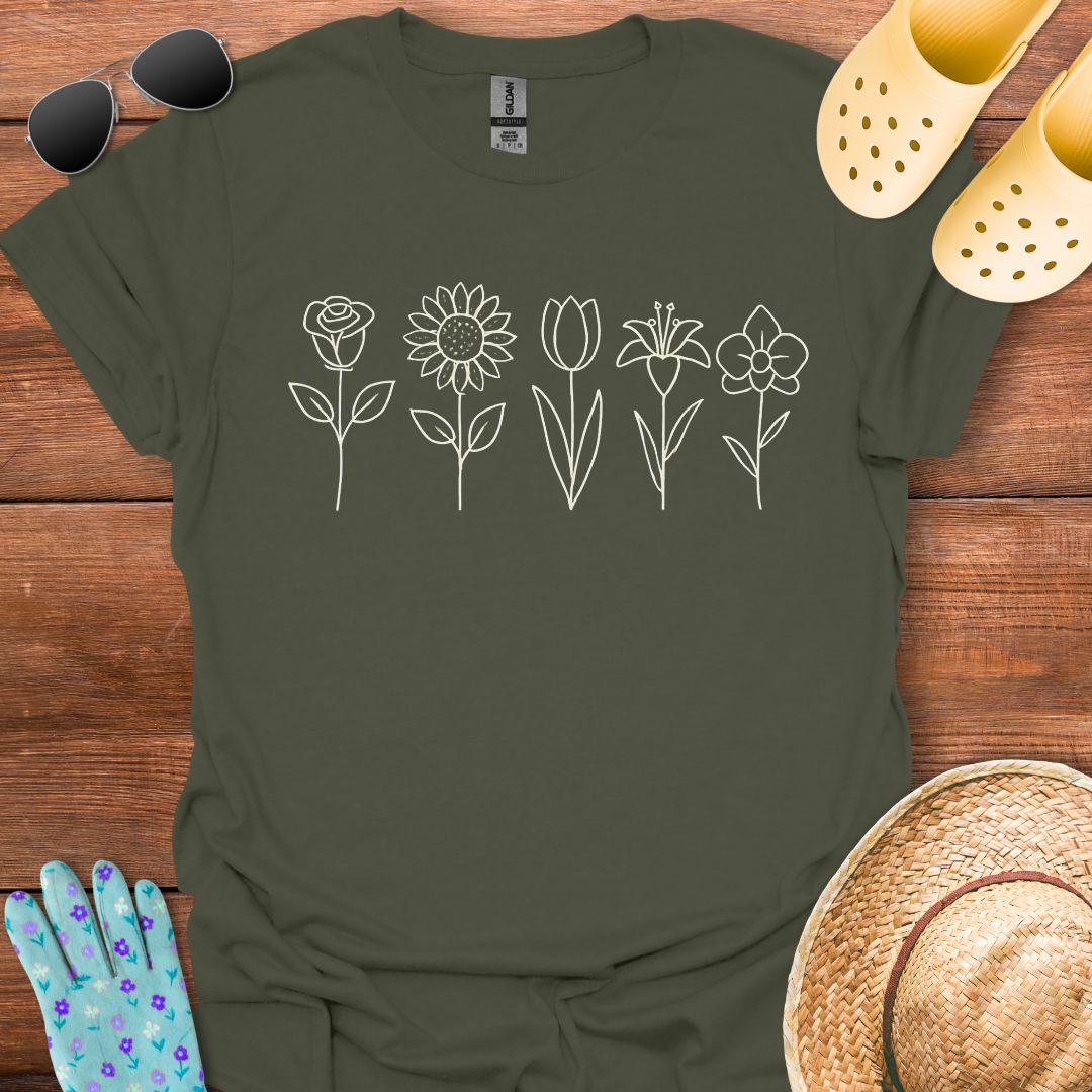 Flower Lineart T - Shirt