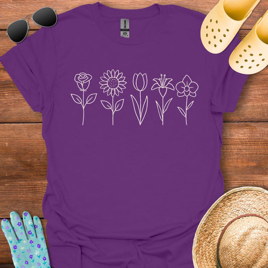 Flower Lineart T - Shirt
