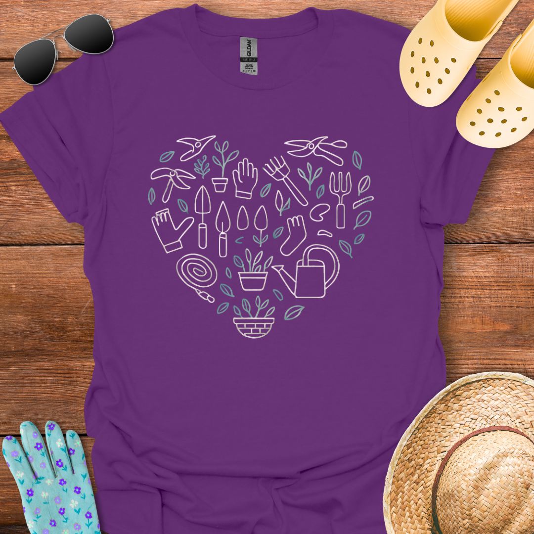 Gardening Love Heart T - Shirt