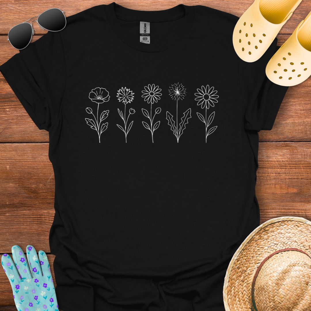 Floral Lineart T - Shirt