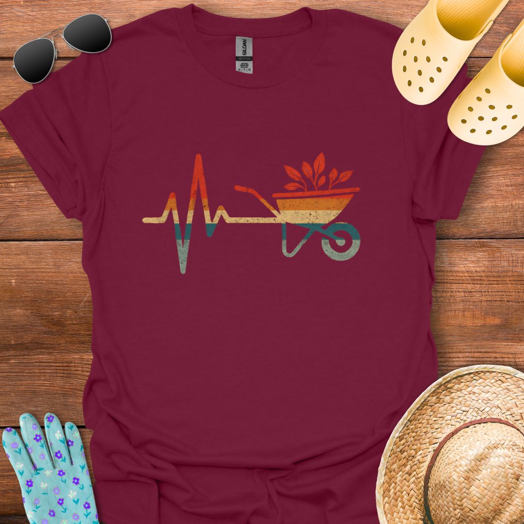 Retro Gardening Heartbeat T - Shirt