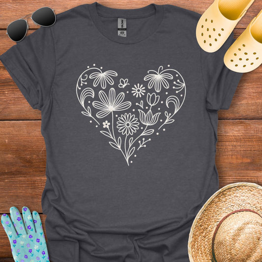 Floral Heart  T - Shirt